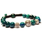 bracelet shamballa bleu vert et argent