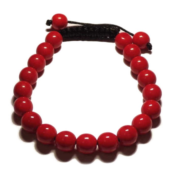 Le bracelet shamballa corail rouge SQ