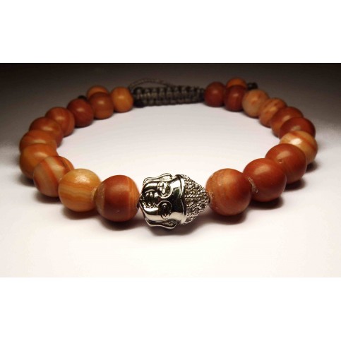 bracelet avec tete de bouddha en argent