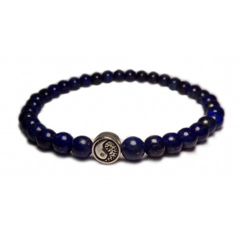 Le bracelet mala Yin Yang et perle bleu en lapis lazuli