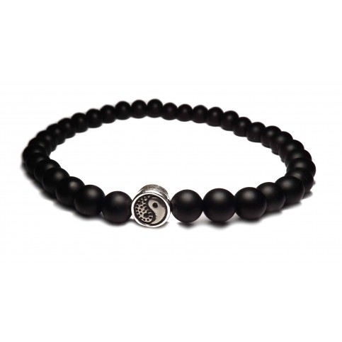  bracelet yin yang perles noir