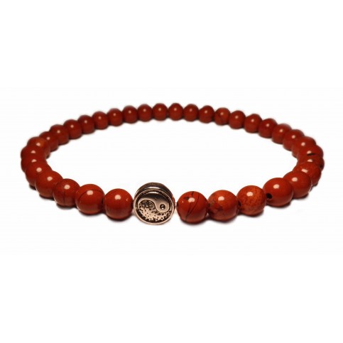 bracelet yin yang et boules rouge