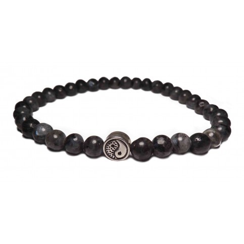bracelet yin yang perles grises petites labradorite