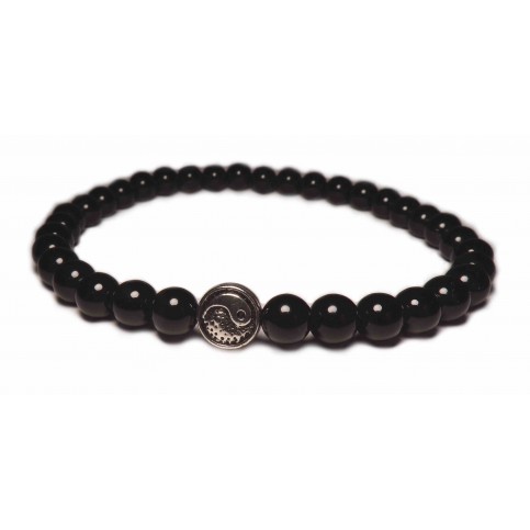 Le bracelet yin yang boules noir