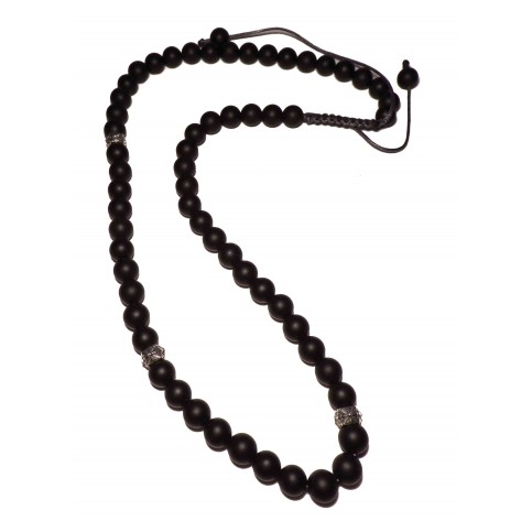 collier shamballa perles noir mat