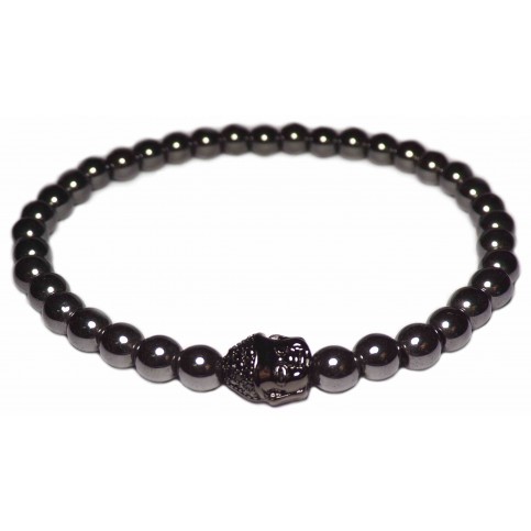  bracelet perles Hématite et Bouddha