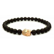 bracelet perles noir et bouddha or