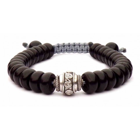 bracelet perles plate noir