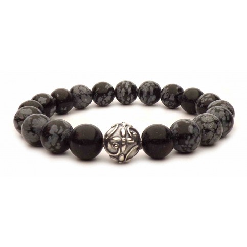 bracelet perles en obsidienne 