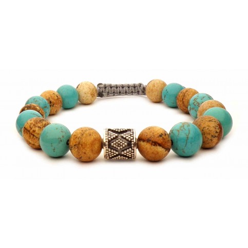 bracelet perles turquoise et jaspe