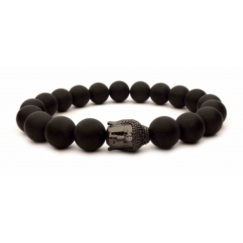 bracelet tete de bouddha noir perles