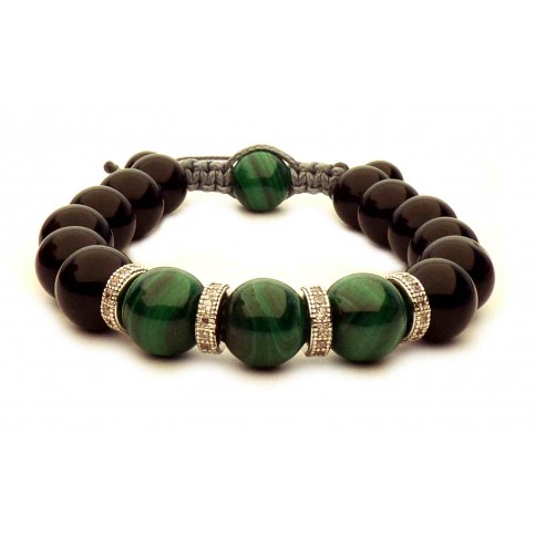 bracelet shamballa avec perles Malachite vertes
