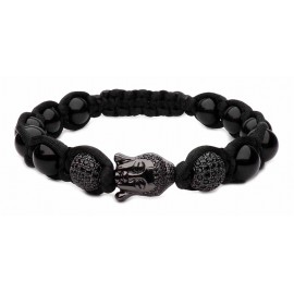 Le shamballa bracelet tressé Bouddha noir