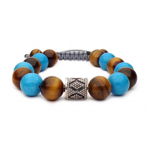 bracelet shamballa perles Turquoise et Oeil de tigre