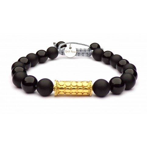 bracelet shamballa or jaune perles noir