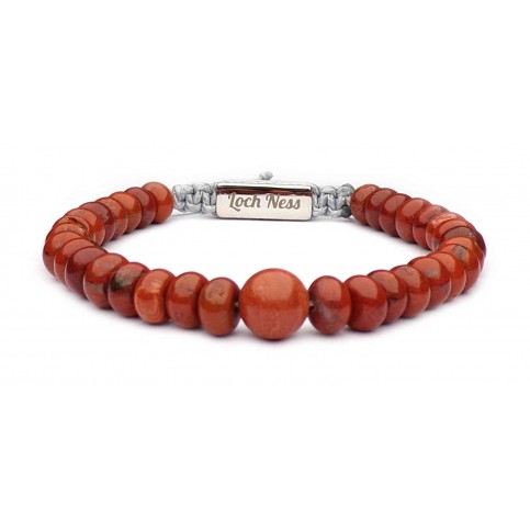 Bracelet shamballa perles plates jaspe rouge