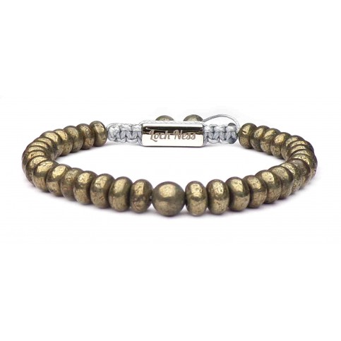 bracelet shamballa perles plates en Pyrite pour homme