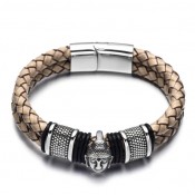 Le bracelet cuir avec bouddha acier