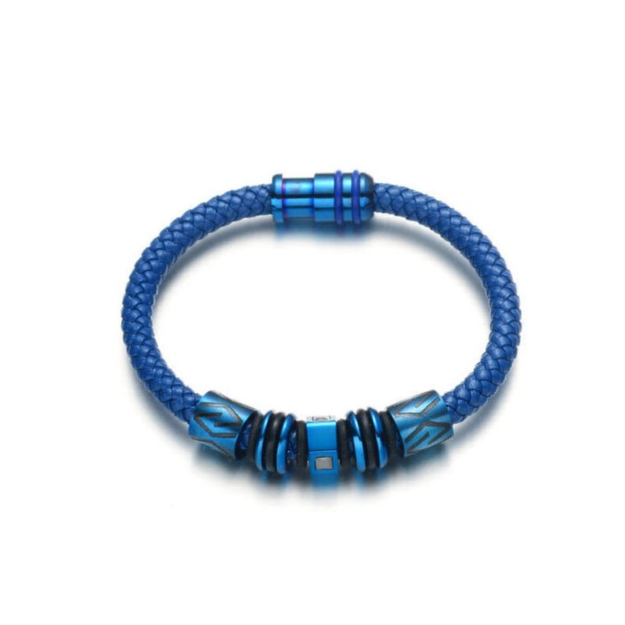 Le bracelet cuir bleu homme