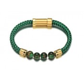 Le bracelet cuir vert et perle homme