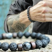 bracelet pierre perle de lave noir 