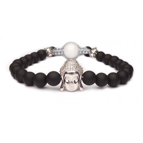 bracelet perles avec un Bouddha en argent véritable