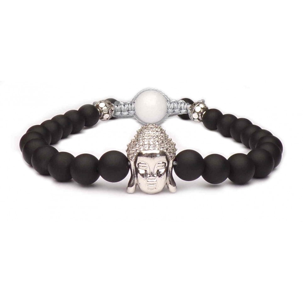 bracelet perles avec un Bouddha en argent véritable