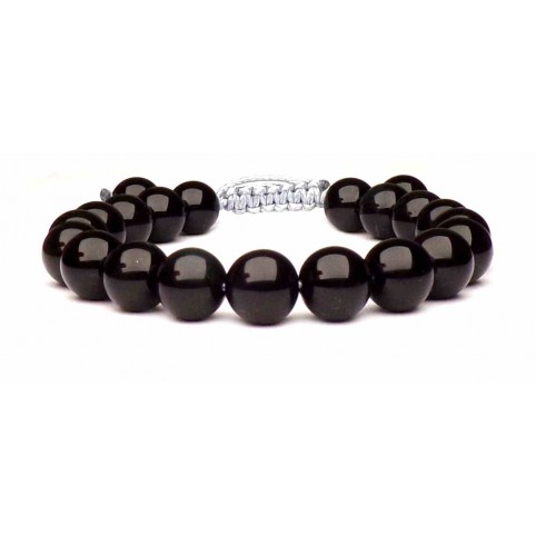 bracelet obsidienne noir sur fil