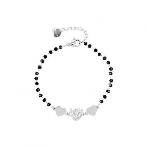bracelet breloque et perles cristal noir