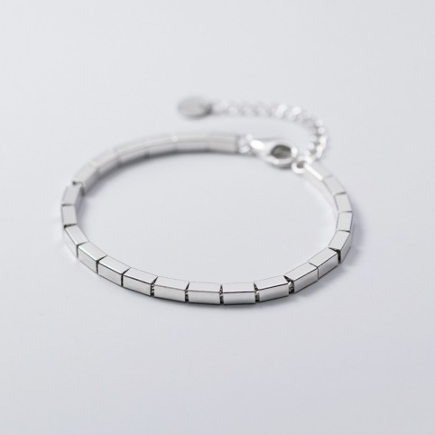 bracelet perles carrés argent femme