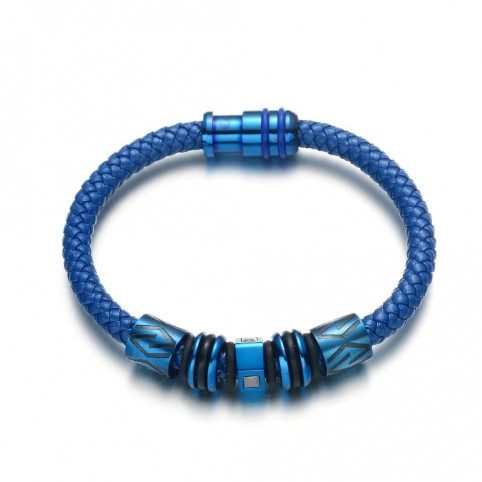 bracelet corde et tube bleu