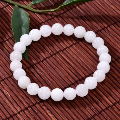 Bracelet vertu sélénite 8mm perles blanches