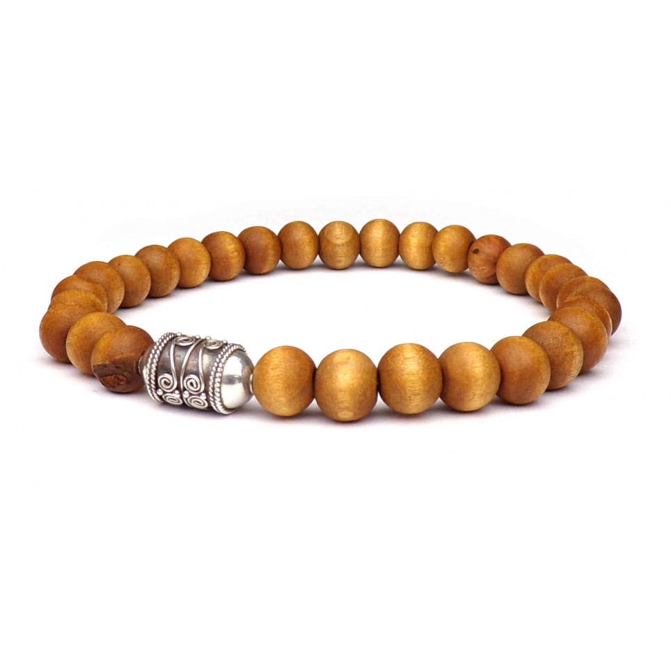 bracelet perles bois marron