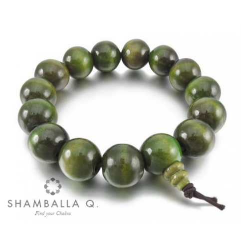 bracelet perles en bois vert