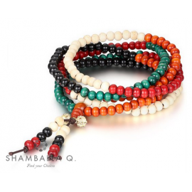 bracelet Mâlâ bois 108 perles multicolores