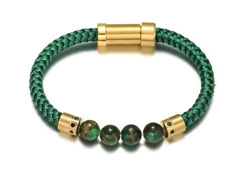 bracelet cuir tressé vert